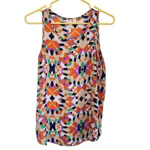 Miami Womens Geometric Print Sleeveless Tank Top Orange Purple Green Small